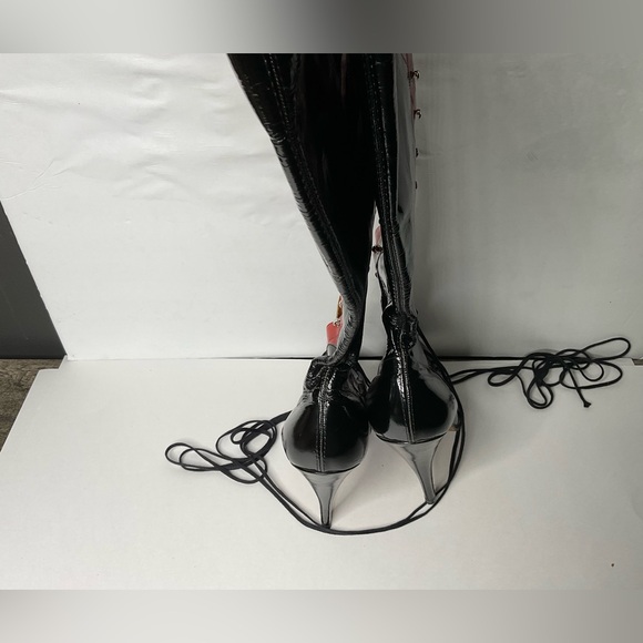 Patent leather Vintage high heel boots 46 - Picture 7 of 12
